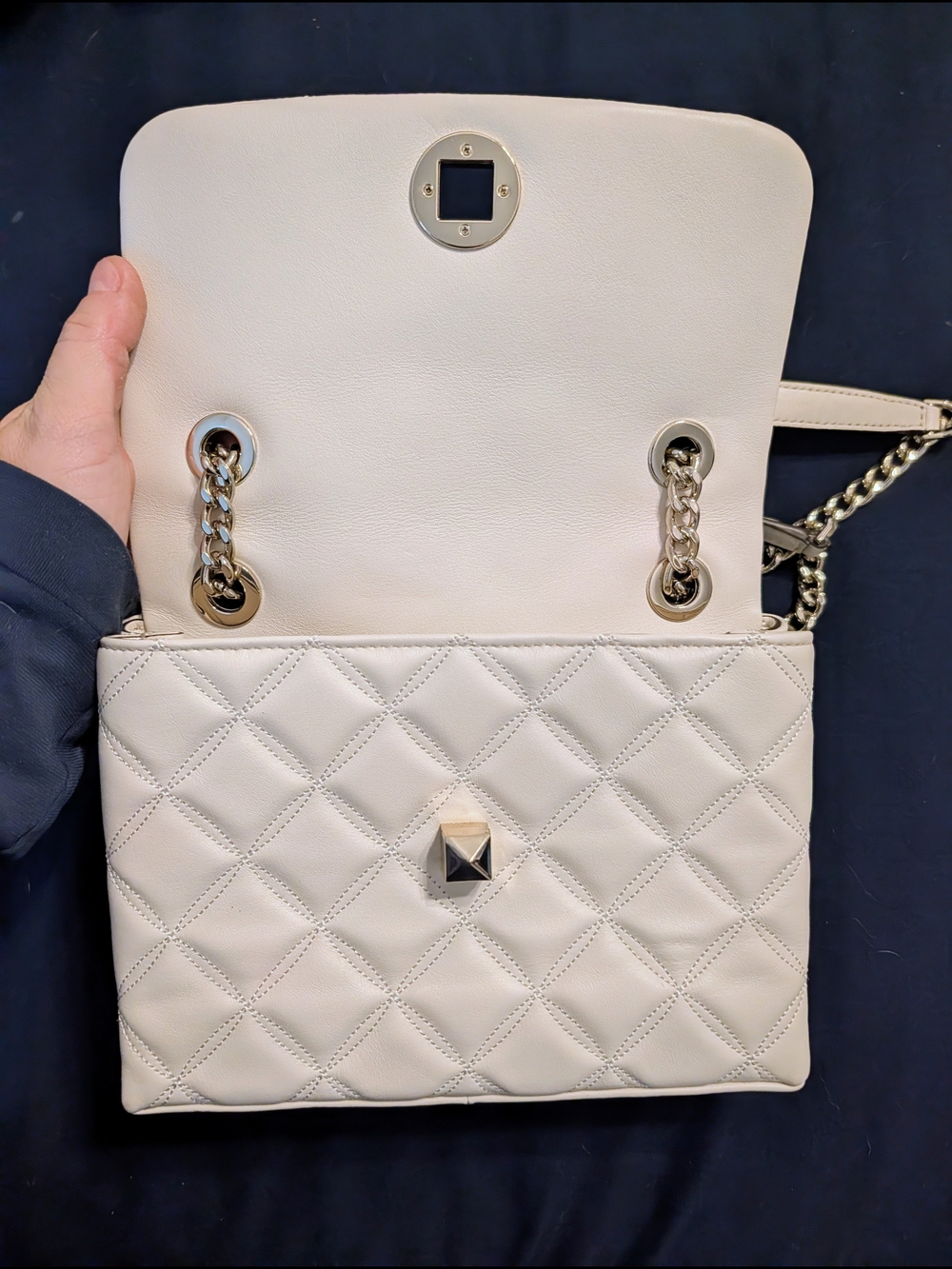 kate spade Quilted Cream Leather Shoulder Bag with Chain Strap